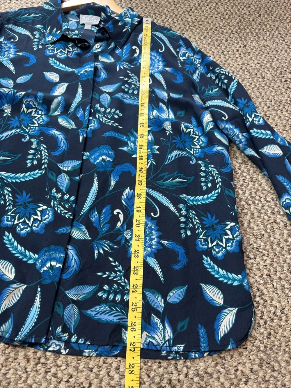 PURE Collection Washed Silk Relaxed Shirt size 14/16